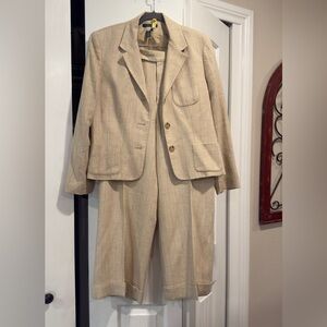 Ralph Lauren Light Tan Suit with light blue pattern